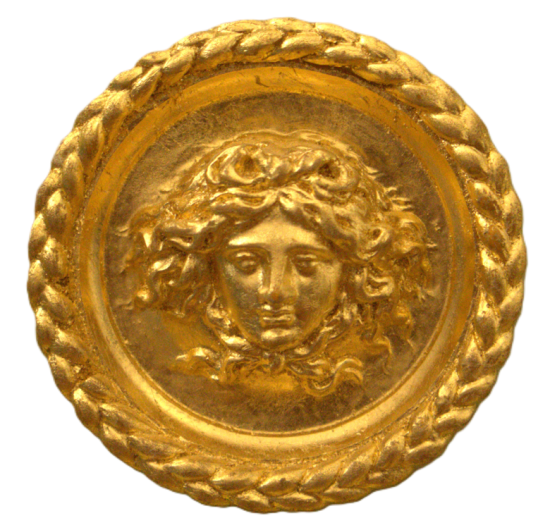 Médaillon à la feuille d'or technique mixtion