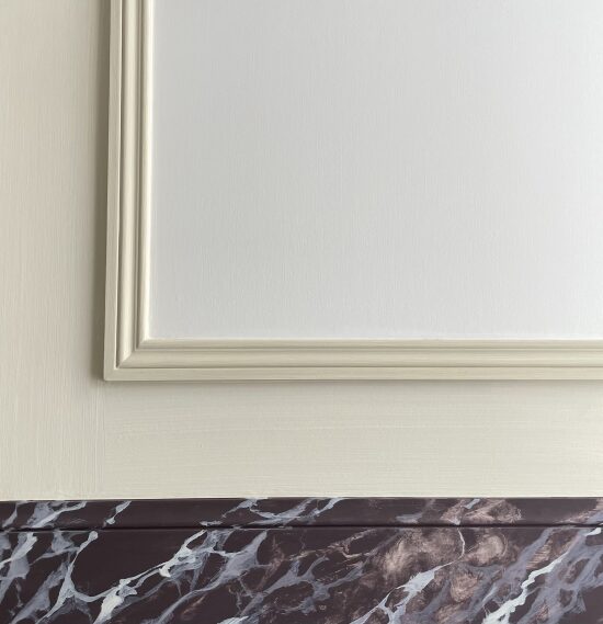 Patine filée et faux marbre technique à l'eau sur panneau méduim 60x60 entrainement personnel